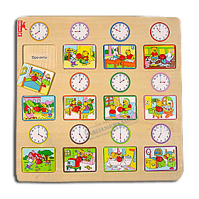 Learning To Tell Time - Wooden Peg Puzzle (Age 3+)