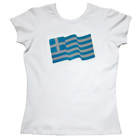 Greek Flag Waving Sparkling Womens Tshirt