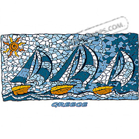 Ancient Greece Mosaic Tile Sailboats Sweatshirt Style D191