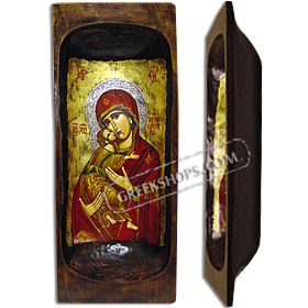 Any Orthodox Saint - CUSTOM - Hand Painted on Antique Wooden Bread Bowl