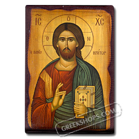 Jesus Christ, Paper Reproduction Pantocrator Icon 10 x 14 cm