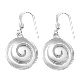 Sterling Silver "Spira" (Swirl) Minoan Motif Earrings w/ French Hooks (15mm)