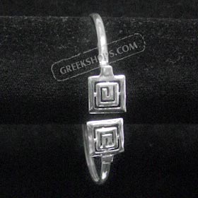 Sterling Silver Cuff Bracelet - Greek Key Square (6.5cm)
