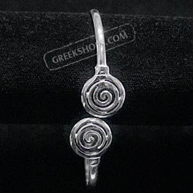Sterling Silver Cuff Bracelet - Swirl Circle (65mm)