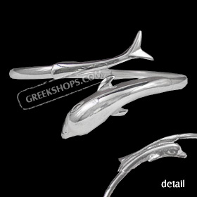 Sterling Silver Cuff Bracelet - Minoan Dolphin Large (6.5cm)