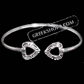Sterling Silver Greek Key Heart Bracelet