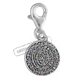 Sterling Silver Charm - Phaistos Disc (12mm)