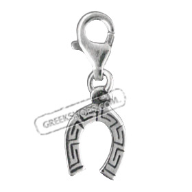 Sterling Silver Charm - Horse-shoe w/ Greek Key (9mm)