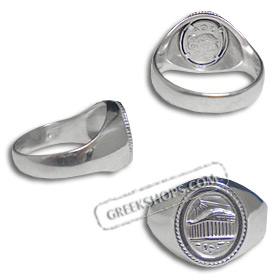 Sterling Silver Parthenon-Owl (oval) Men's Ring JP128R