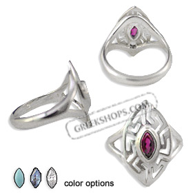 The Alcyone Collection - Sterling Silver Ring - Greek Key Oval (20mm) (Clearance 20% Off)