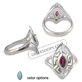 The Alcyone Collection - Sterling Silver Ring - Greek Key Oval (25mm) (Clearance 20% Off)