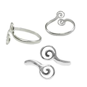 Sterling Silver Double Swirl Motif Adjustable Ring (4mm)