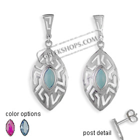 The Alcyone Collection - Sterling Silver Earrings - Greek Key Oval Large (40mm)