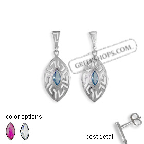 The Alcyone Collection - Sterling Silver Earrings - Greek Key Oval Small (35mm)  (Clearance 20% Off)