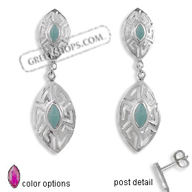The Alcyone Collection - Sterling Silver Earrings - Double Greek Key Oval (50mm) (Clearance 20% Off)