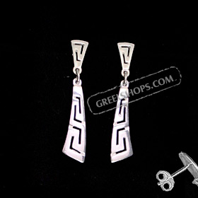 The Clio Collection - Sterling Silver Earrings Greek Key Curve (35mm)