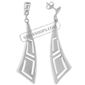 The Clio Collection - Sterling Silver Earrings - Greek Key Curve (42mm)