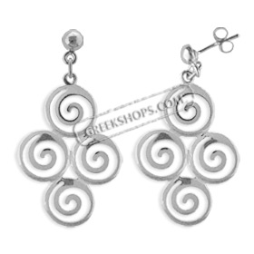 The Ariadne Collection - Sterling Silver Earrings - Cluster of Four Swirl Motif (31mm)
