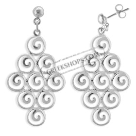 The Ariadne Collection - Sterling Silver Earrings - Cluster of Nine Swirl Motif (39mm)
