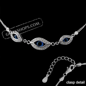 The Amphitrite Collection - Sterling Silver Bracelet - Three Mati Eye w/ Cubic Zirconia