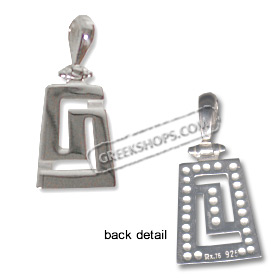 Sterling Silver Pendant - Trapezoid Greek Key Small (17mm)