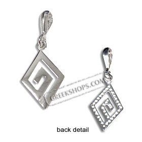 Sterling Silver Pendant - Greek Key Diamond Medium (16mm)