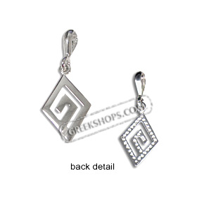 Sterling Silver Pendant - Greek Key Diamond Small (13mm)