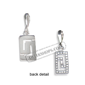 Sterling Silver Pendant - Rectangle Greek Key Small (13mm)