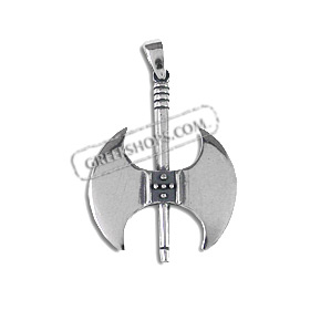 Sterling Silver Pendant - Decorated Minoan Double Axe (45mm)