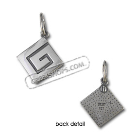 Sterling Silver Pendant - Greek Key Diamond (17mm)