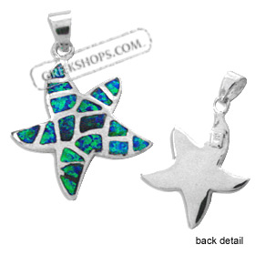 The Neptune Collection - Sterling Silver Pendant - Star w/ Opal Mosaic (23mm)