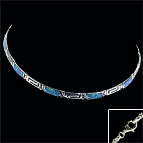 The Neptune Collection - Sterling Silver Bracelet - Greek Key Opal Rectangle (4mm)