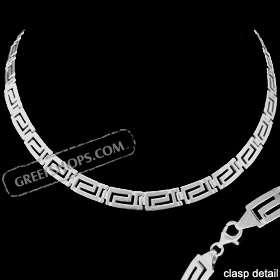 The Athena Collection - Sterling Silver Necklace w/ Greek Key Links (7mm)