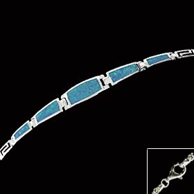 The Neptune Collection - Sterling Silver Bracelet - Opal & Greek Key Motif Links (2mm)