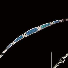 The Neptune Collection - Sterling Silver Bracelet - Opal & Greek Key Motif Links (1mm)