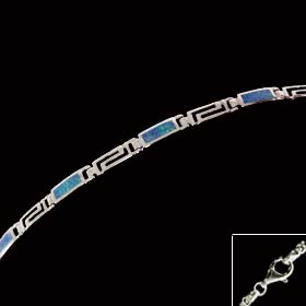The Neptune Collection - Sterling Silver Bracelet - Greek Key Opal Rectangle (2mm)