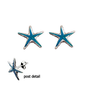 The Neptune Collection - Sterling Silver Earrings - Starfish and Opal (12mm)