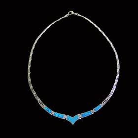 The Neptune Collection - Sterling Silver Necklace - Opal & Greek Key Motif Links (3mm)