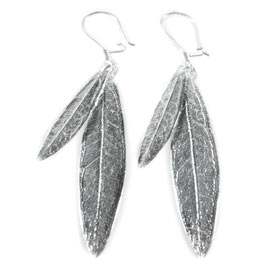 The Elaia Collection - Sterling Silver Earrings - Double Olive Leaf Design