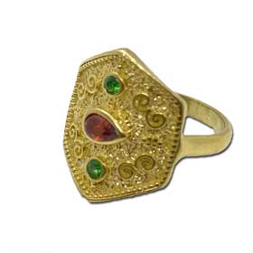 Mystras Byzantine Collection, Gold Plated Sterling Silver Polygon Ring