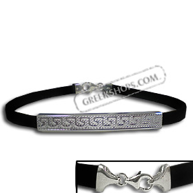 Rubber Bracelet - Punched Sterling Silver Small Greek Key (.4cm)