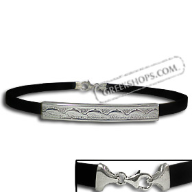 Rubber Bracelet - Punched Sterling Silver Small Minoan Dolphins (.4cm)