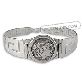 The Athena Collection - Sterling Silver Bracelet w/ Alexander & Greek Key Links (12mm)