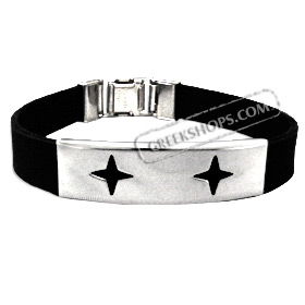 Rubber and Stainless Steel Bracelet with Box Clasp - Stars (12mm)