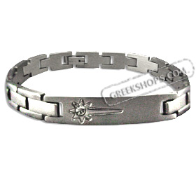 Stainless Steel Bracelet with Box Clasp -  Flower w/ Rhinestone (8mm)