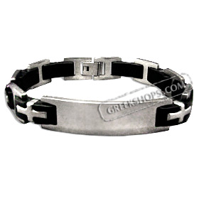 Rubber and Stainless Steel Bracelet with Box Clasp - Cross (12mm)