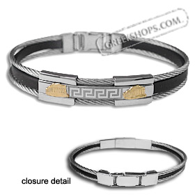 The Hephaestus Collection - Rubber and Steel Bracelet with 18k Gold Emblem - Double Parthenon