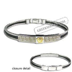 The Hephaestus Collection - Rubber and Steel Bracelet with 18k Gold Emblem - Aphrodite