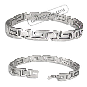 Stainless Steel Bracelet with Greek Key Links