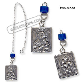 Sterling Silver Rear-View Mirror Charm - Virgin Mary and St. Christopher